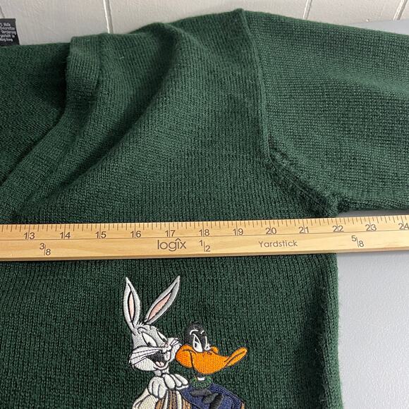 Vintage Warner Brothers Womens Cardigan Sweater Small Green 100% Wool Pockets - Picture 9 of 12